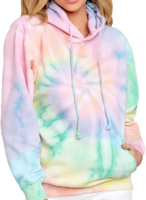 Women Tie Dye Hoodie Pullover Oversized Hooded Fashion Long Sleeve Sweater with Pocket