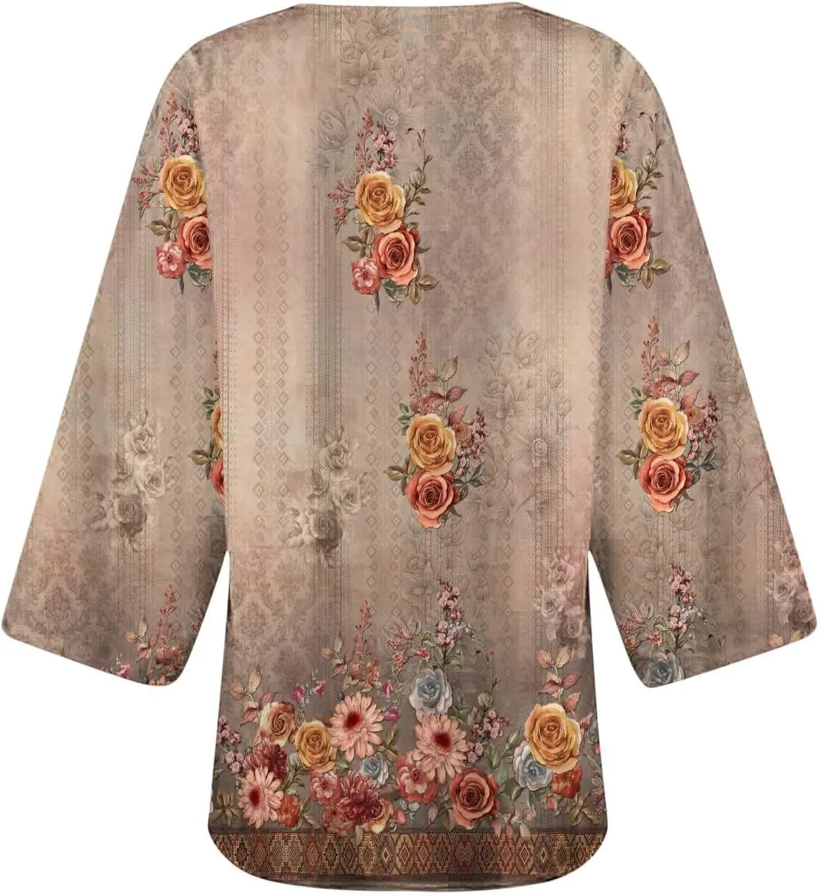 Women's Beach Kimono Coverup Women's Floral Print Kimono Cardigan Puff Sleeve Chiffon Cover Up Casual Blouse
