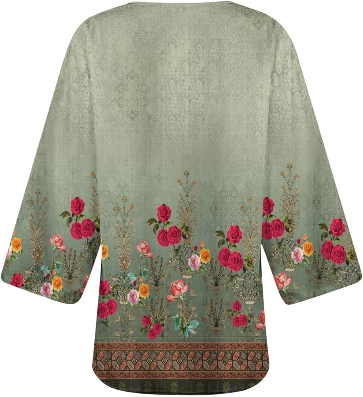 Women's Beach Kimono Coverup Women's Floral Print Kimono Cardigan Puff Sleeve Chiffon Cover Up Casual Blouse