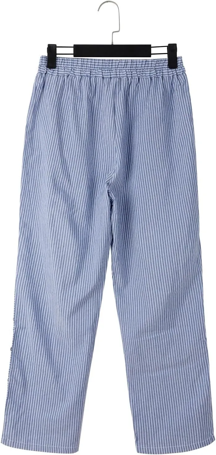 Women's Cotton Linen Pants High Waisted Wide Leg Pant Comfy Soft Trousers Casual Resort Wear