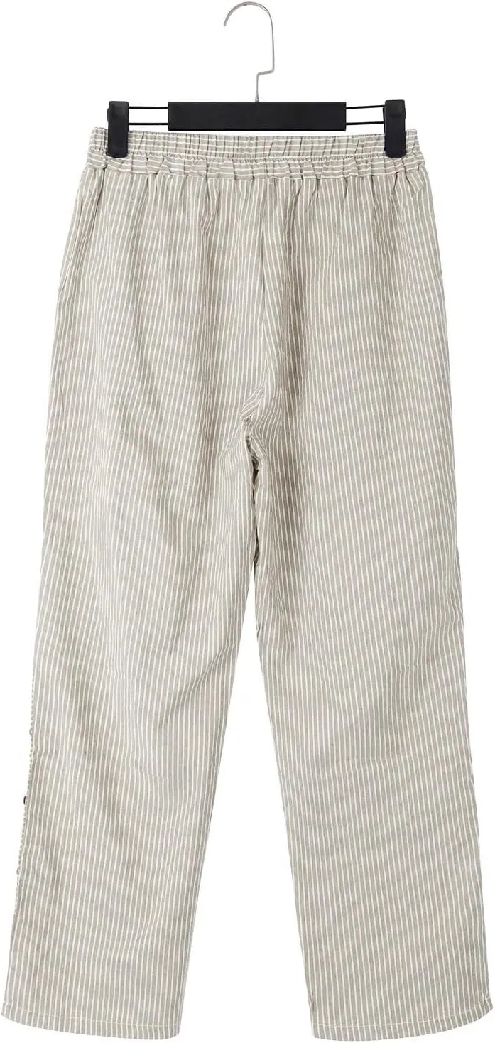Women's Cotton Linen Pants High Waisted Wide Leg Pant Comfy Soft Trousers Casual Resort Wear