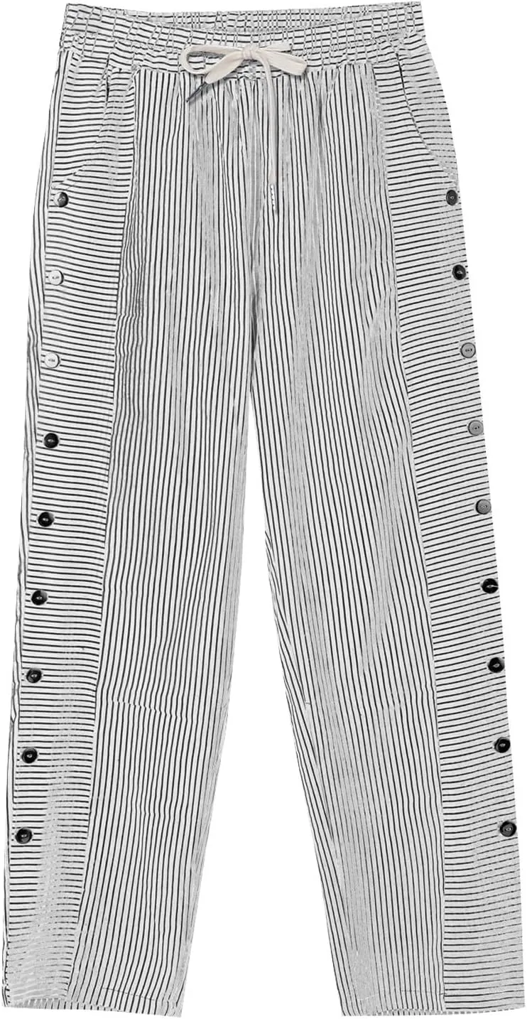 Women's Cotton Linen Pants High Waisted Wide Leg Pant Comfy Soft Trousers Casual Resort Wear