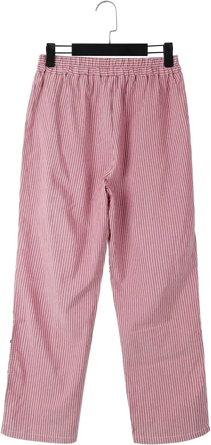 Women's Cotton Linen Pants High Waisted Wide Leg Pant Comfy Soft Trousers Casual Resort Wear