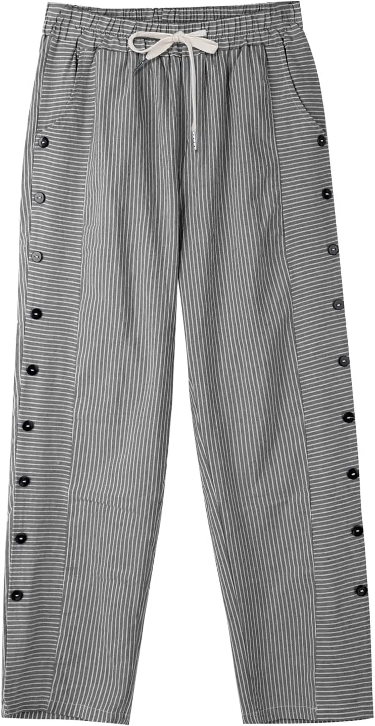 Women's Cotton Linen Pants High Waisted Wide Leg Pant Comfy Soft Trousers Casual Resort Wear