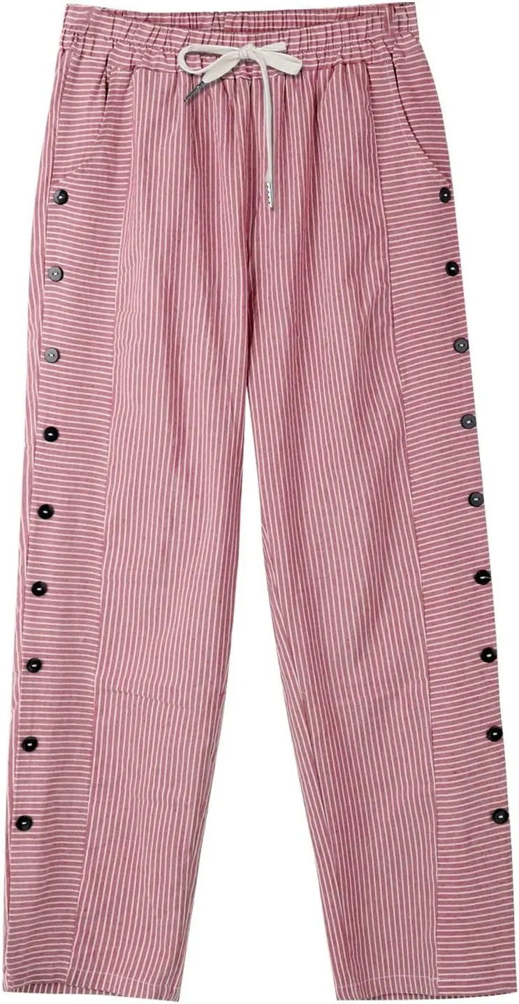 Women's Cotton Linen Pants High Waisted Wide Leg Pant Comfy Soft Trousers Casual Resort Wear