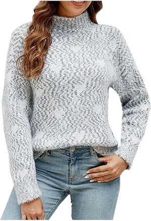Womens Fashion Crewneck Sweaters Casual Long Sleeve Knit Cable Chunky Sweaters Loose Cozy Fashion Tops Fall Outfits
