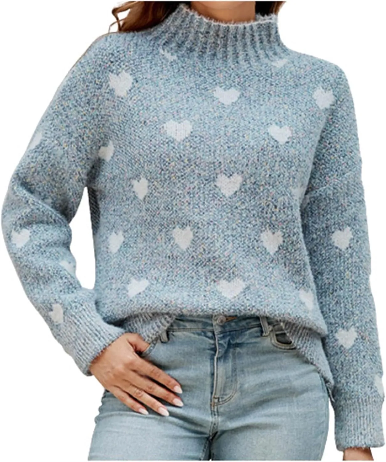 Womens Fashion Crewneck Sweaters Casual Long Sleeve Knit Cable Chunky Sweaters Loose Cozy Fashion Tops Fall Outfits