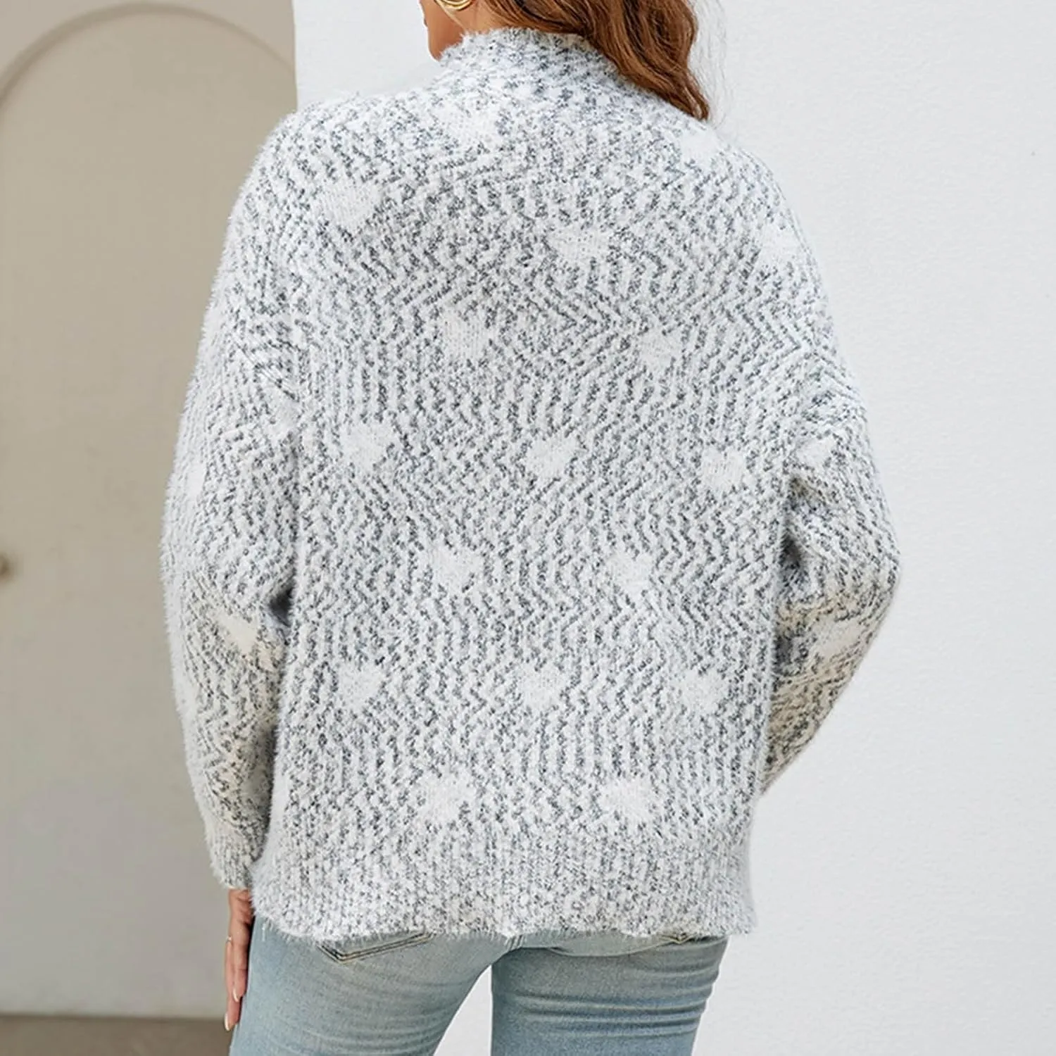 Womens Fashion Crewneck Sweaters Casual Long Sleeve Knit Cable Chunky Sweaters Loose Cozy Fashion Tops Fall Outfits
