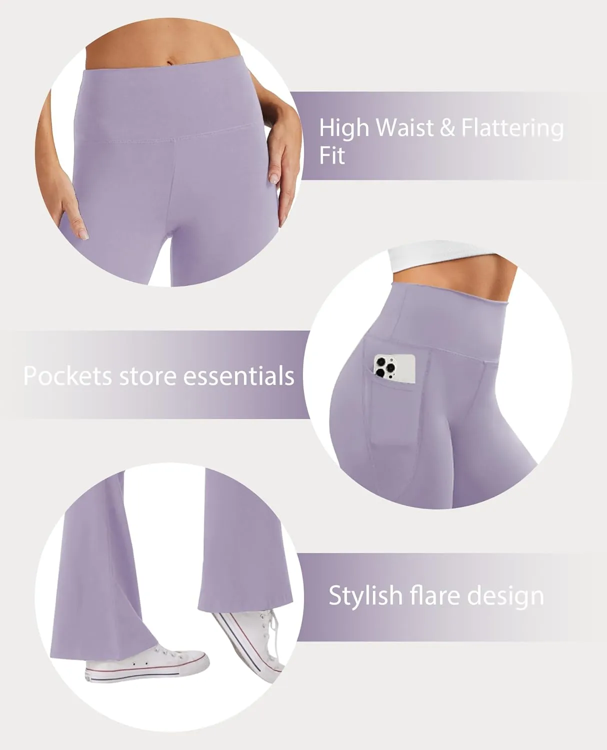 Women's Flare Yoga Pants with Pockets High Waist Casual Bell Bottom Bootcut Leggings