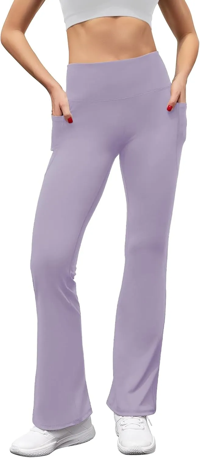 Women's Flare Yoga Pants with Pockets High Waist Casual Bell Bottom Bootcut Leggings