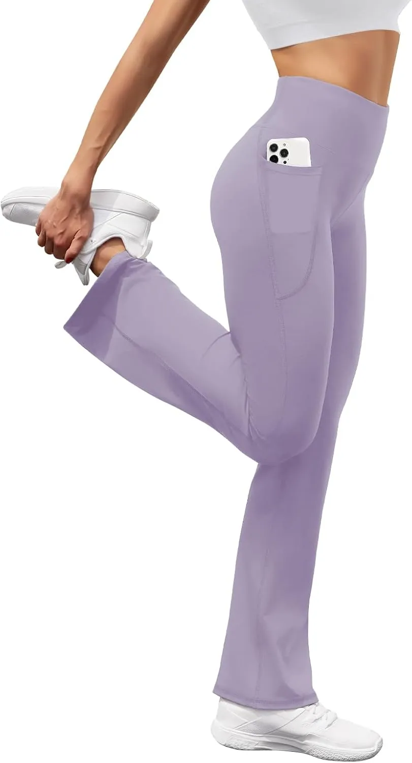 Women's Flare Yoga Pants with Pockets High Waist Casual Bell Bottom Bootcut Leggings