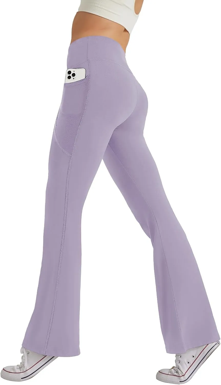 Women's Flare Yoga Pants with Pockets High Waist Casual Bell Bottom Bootcut Leggings