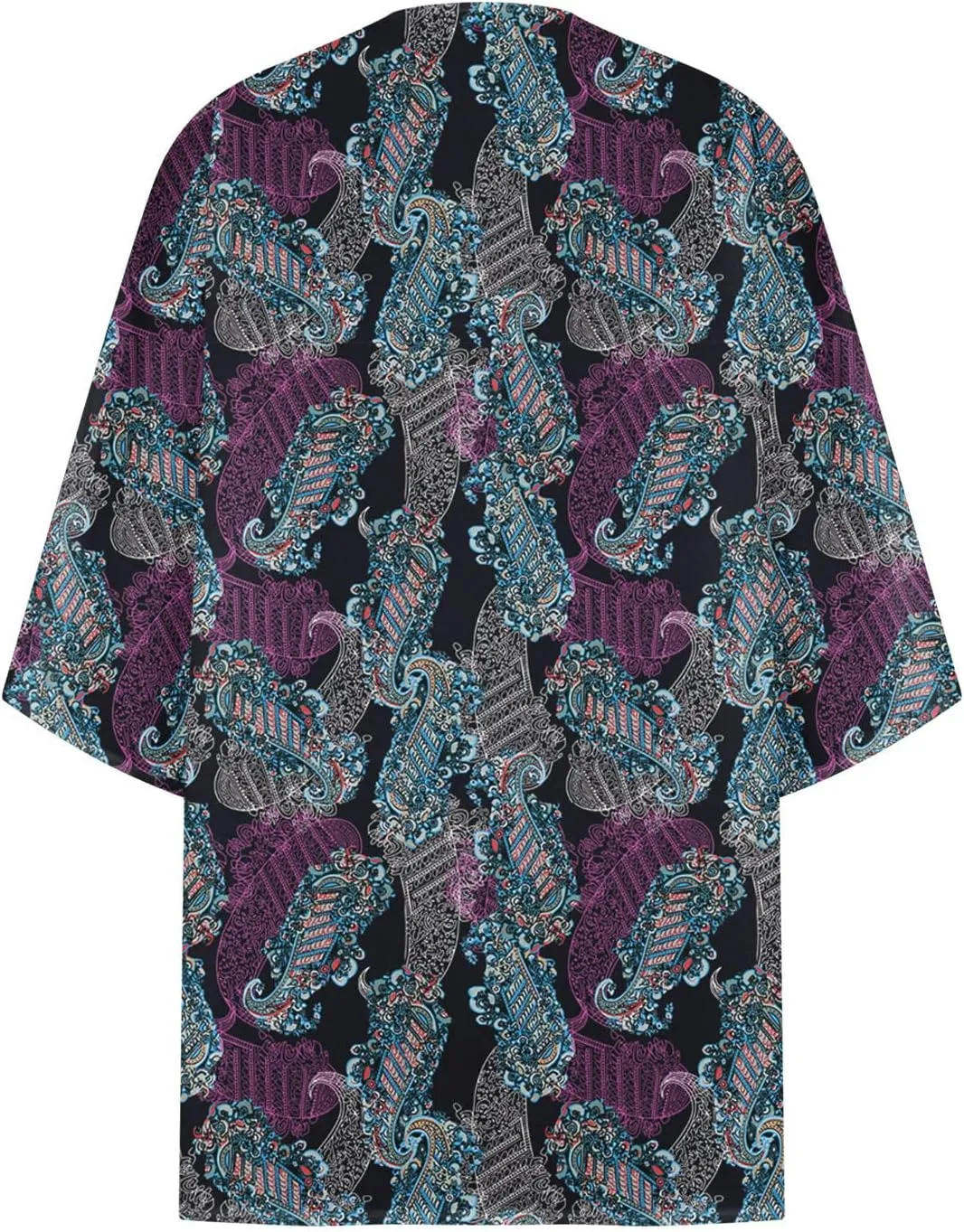 Women's Floral Print Kimono Cardigan Puff Sleeve Loose Cover Up Shirts Summer Beach Cardigans Casual Blouse Tops