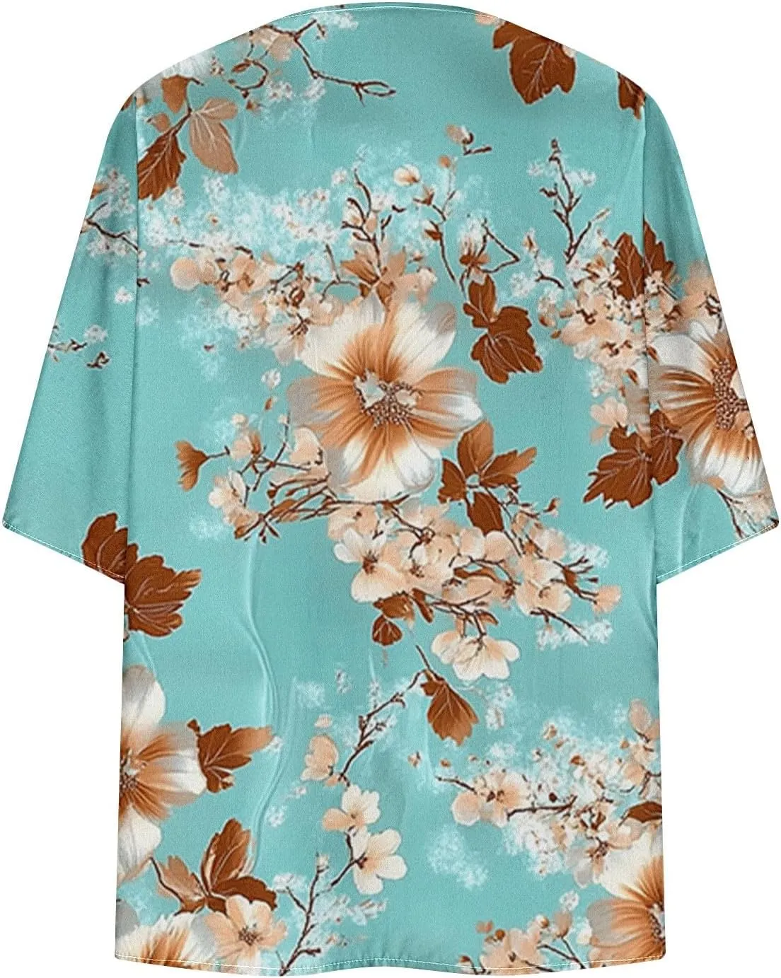 Womens Kimono Cardigan Chiffon Beach Cover Ups Floral Print Puff Sleeve Cardigans Boho Casual Tops Vacation Outfits