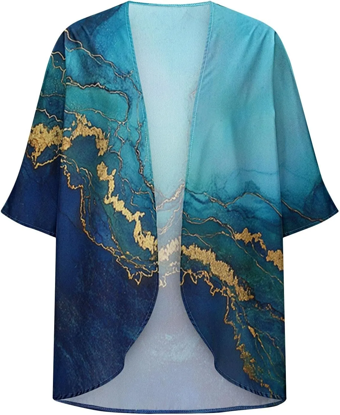 Womens Kimono Cardigan Chiffon Beach Cover Ups Floral Print Puff Sleeve Cardigans Boho Casual Tops Vacation Outfits