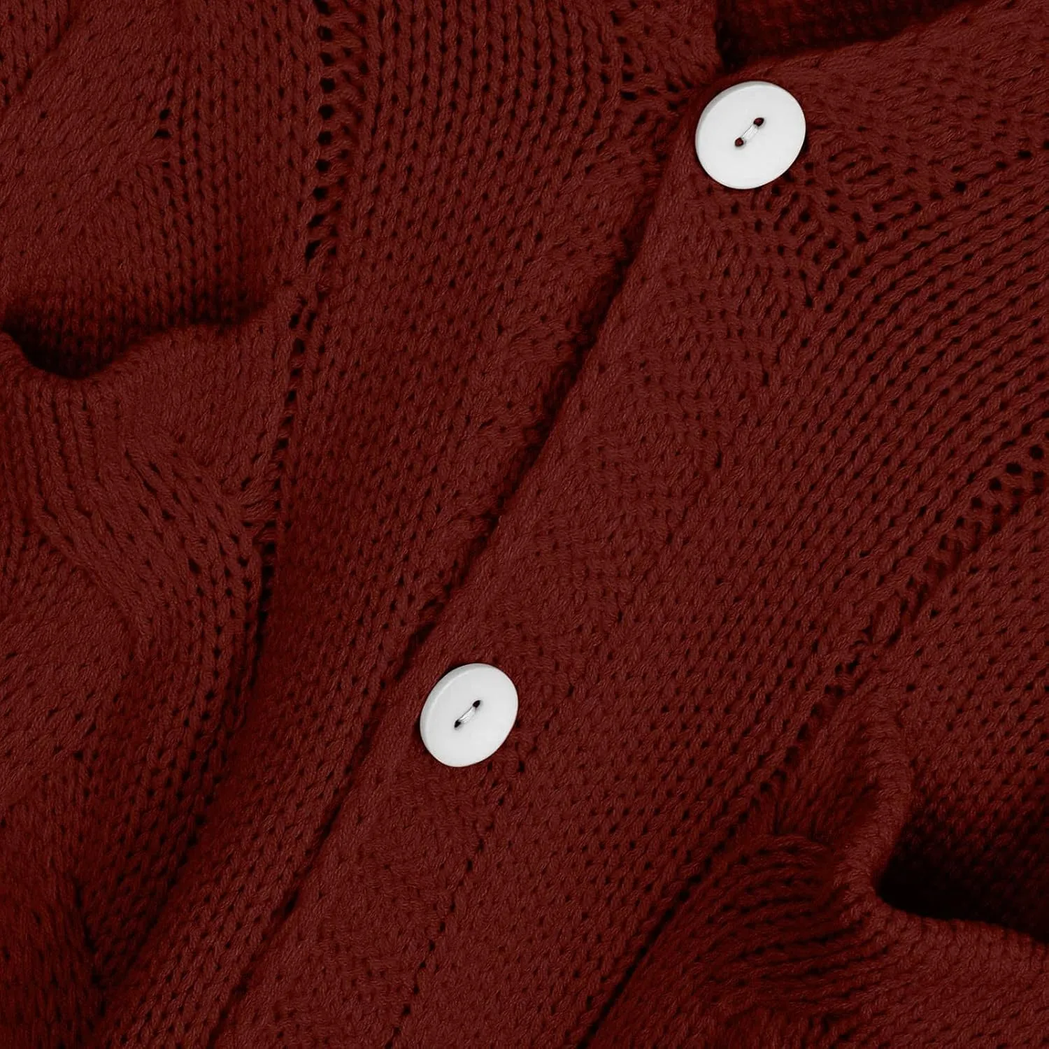 Womens Long Sleeve Cable Knit Long Cardigan, Open Front Button Hooded Sweater Outerwear with Pocket