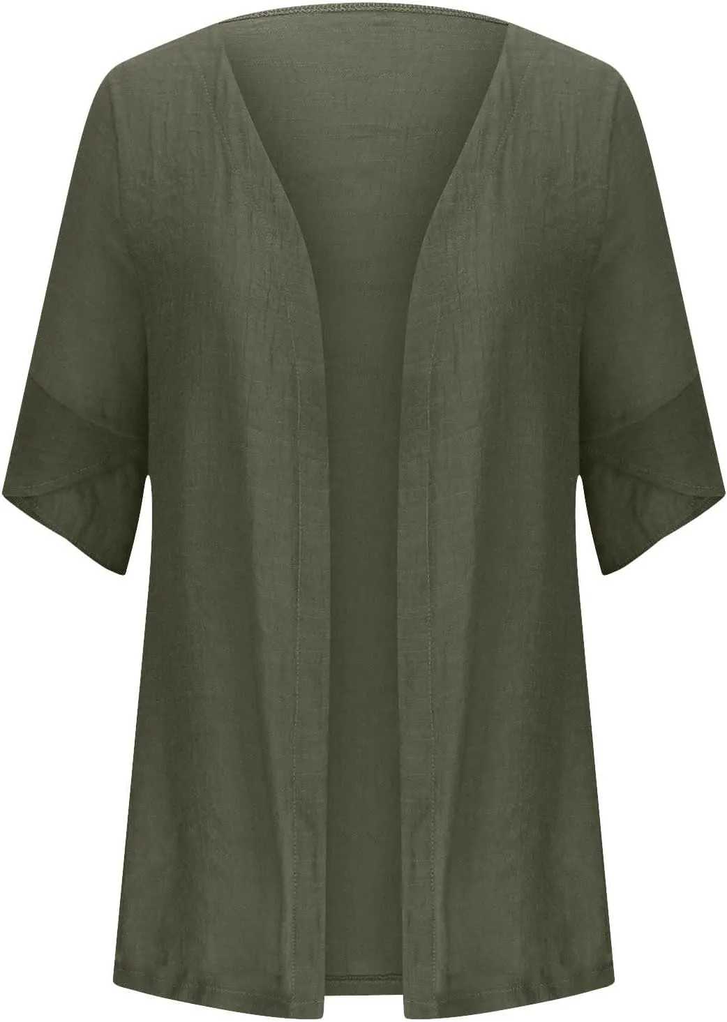 Womens Plus Size Cardigans Lightweight Cotton Solid Color Beach Vacation Long Cardigan Kimono Short Sleeve Cover Ups