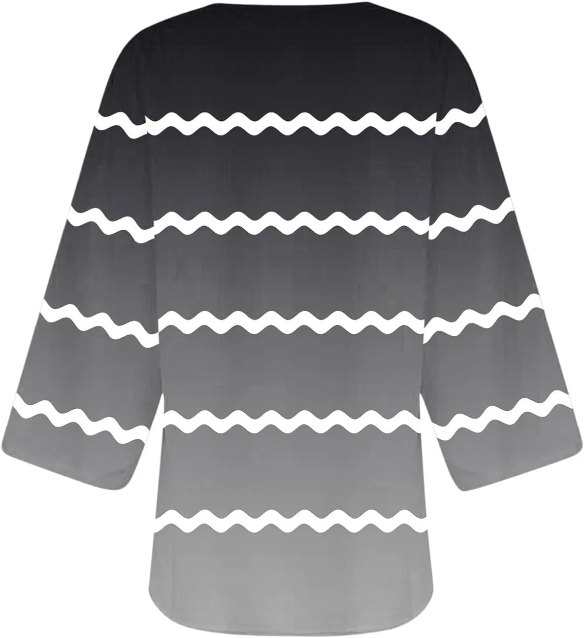 Women's Striped Gradient Print 3/4 Sleeve Kimono Cardigan Summer Loose Fit Beach Swimwear Cover Up Casual Blouse Tops