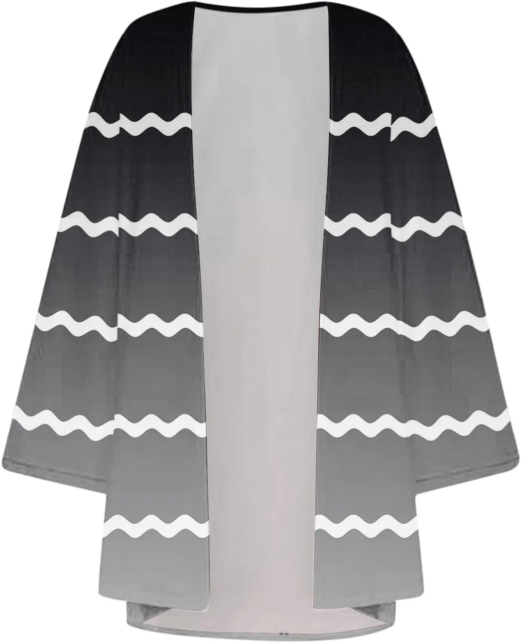 Women's Striped Gradient Print 3/4 Sleeve Kimono Cardigan Summer Loose Fit Beach Swimwear Cover Up Casual Blouse Tops