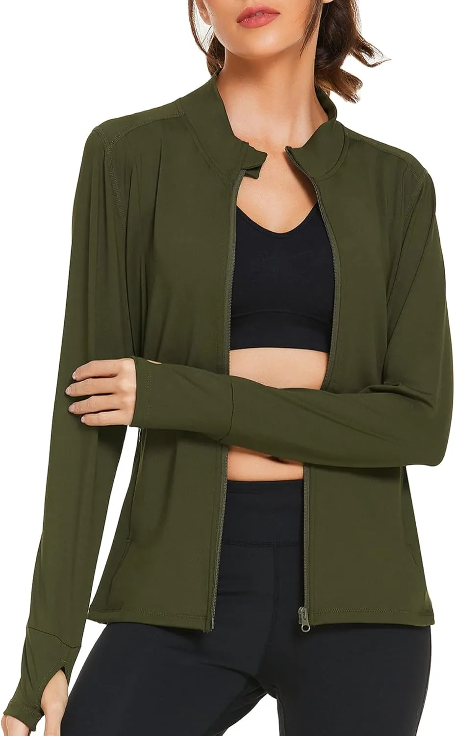 Women's Track Jacket Breathable Running Jacket Zip Up Sportswear Slim Fit Workout Tops