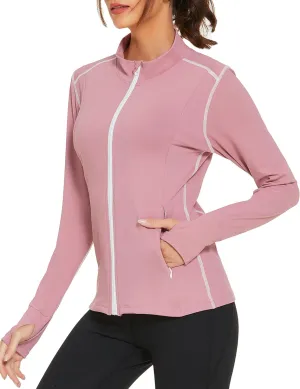 Women's Track Jacket Breathable Running Jacket Zip Up Sportswear Slim Fit Workout Tops