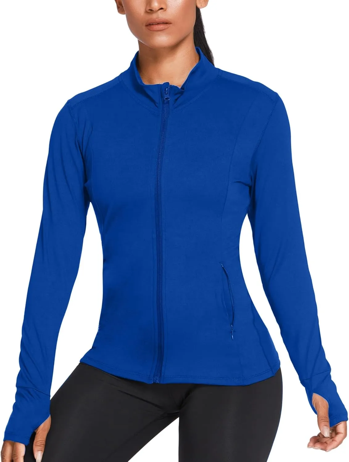 Women's Track Jacket Breathable Running Jacket Zip Up Sportswear Slim Fit Workout Tops