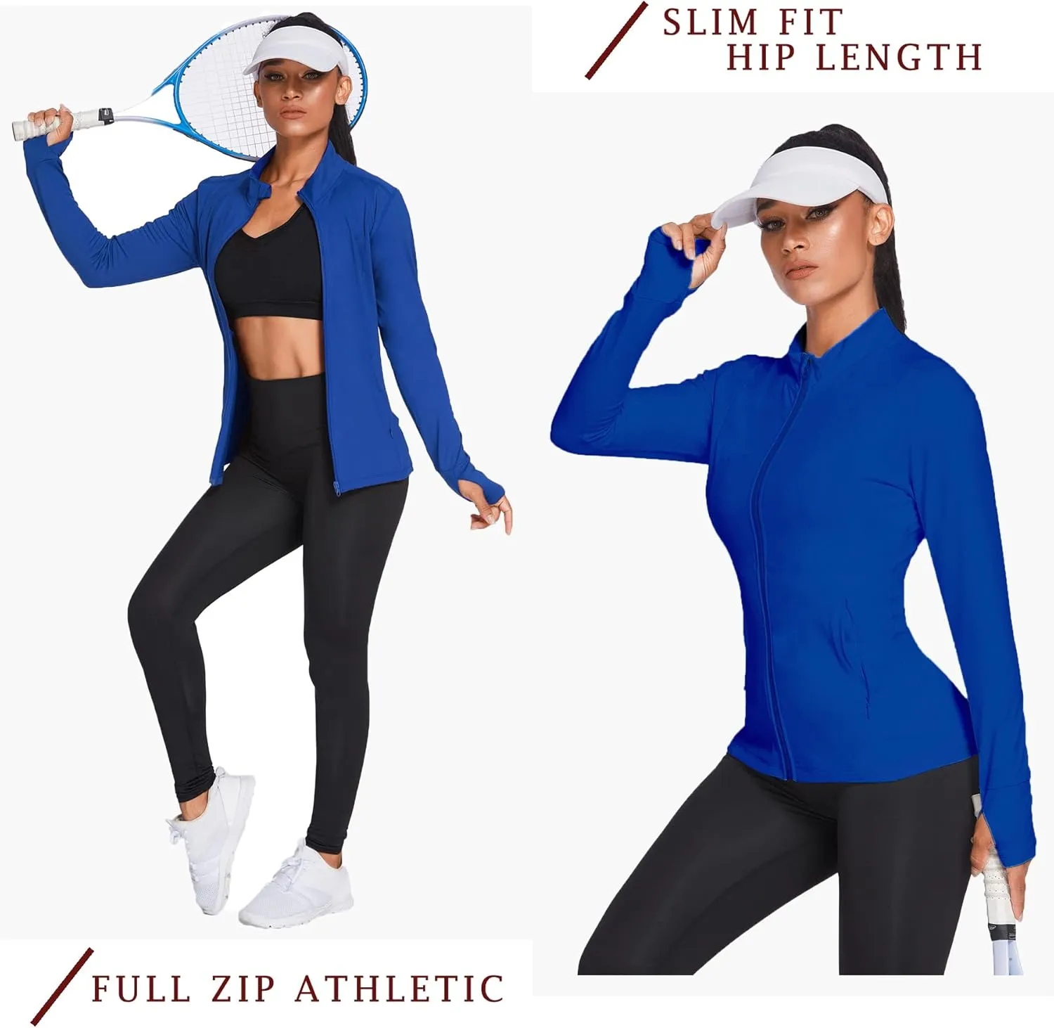 Women's Track Jacket Breathable Running Jacket Zip Up Sportswear Slim Fit Workout Tops