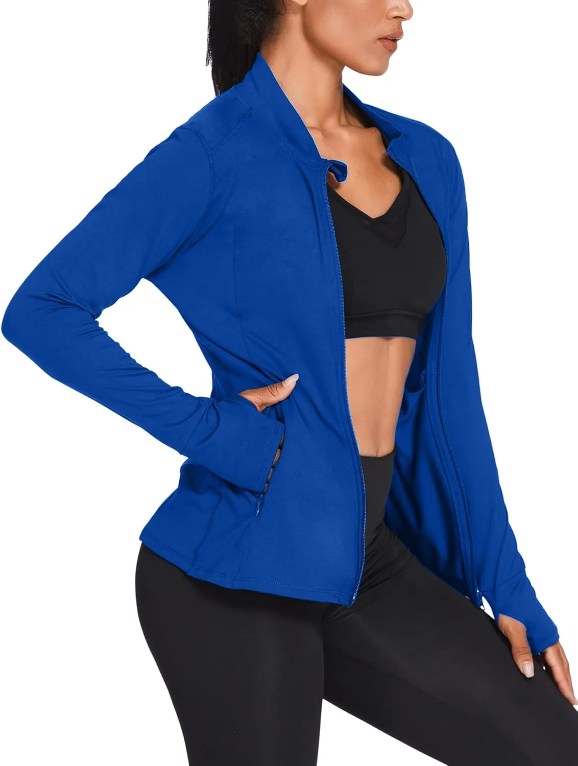 Women's Track Jacket Breathable Running Jacket Zip Up Sportswear Slim Fit Workout Tops