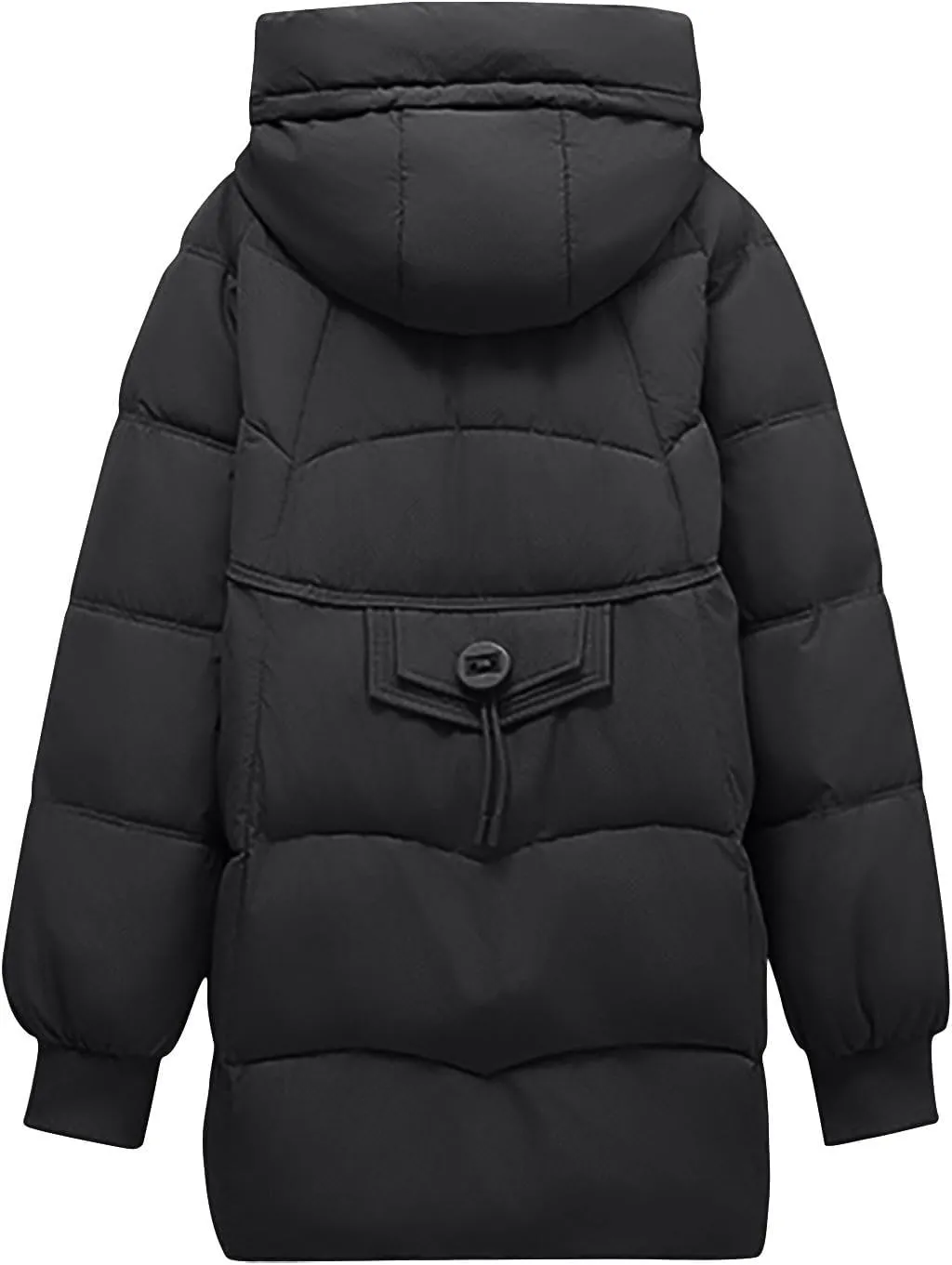 Women's Windproof Quilted Puffer Jackets Winter Warm Padded Down Coats Plus Size Drawstring Hooded Jacket with Pocket
