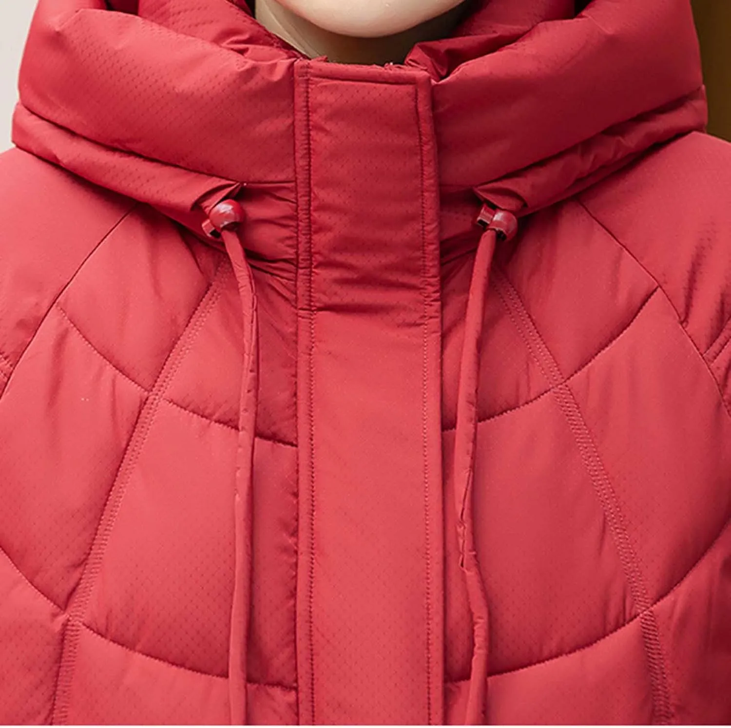 Women's Windproof Quilted Puffer Jackets Winter Warm Padded Down Coats Plus Size Drawstring Hooded Jacket with Pocket