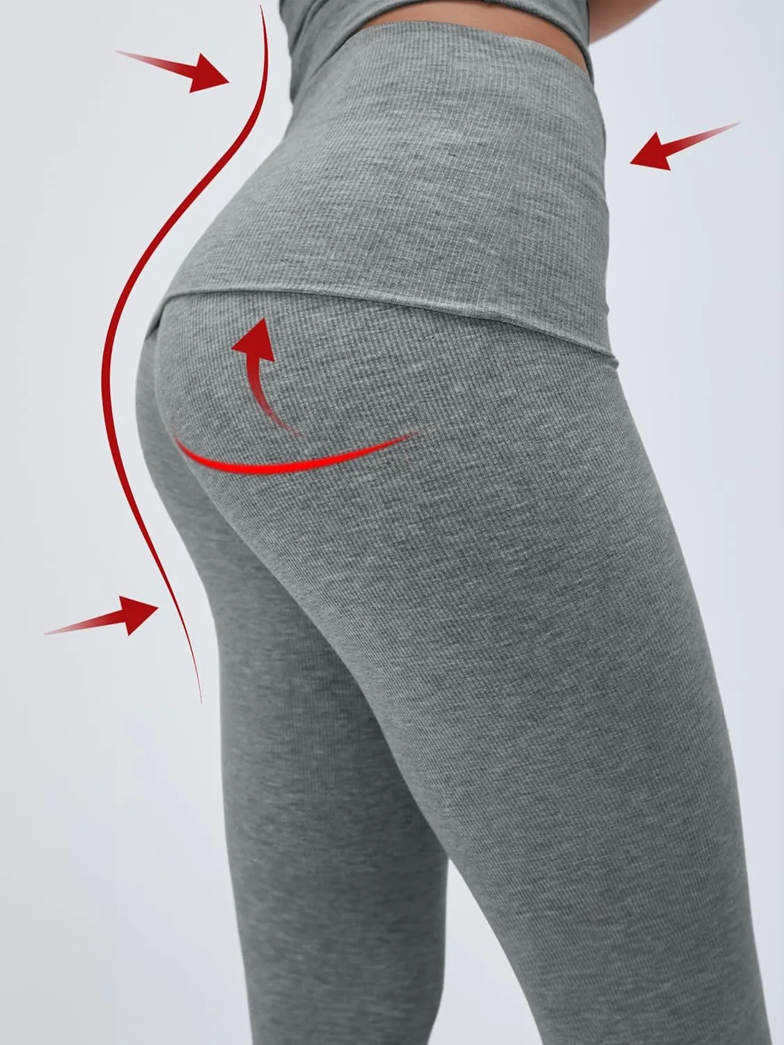 Workout 2 Piece Set Outfits for Women Fold-over Flare Pants Set Lounge Ribbed Knit Pajamas Set Leggings Sets