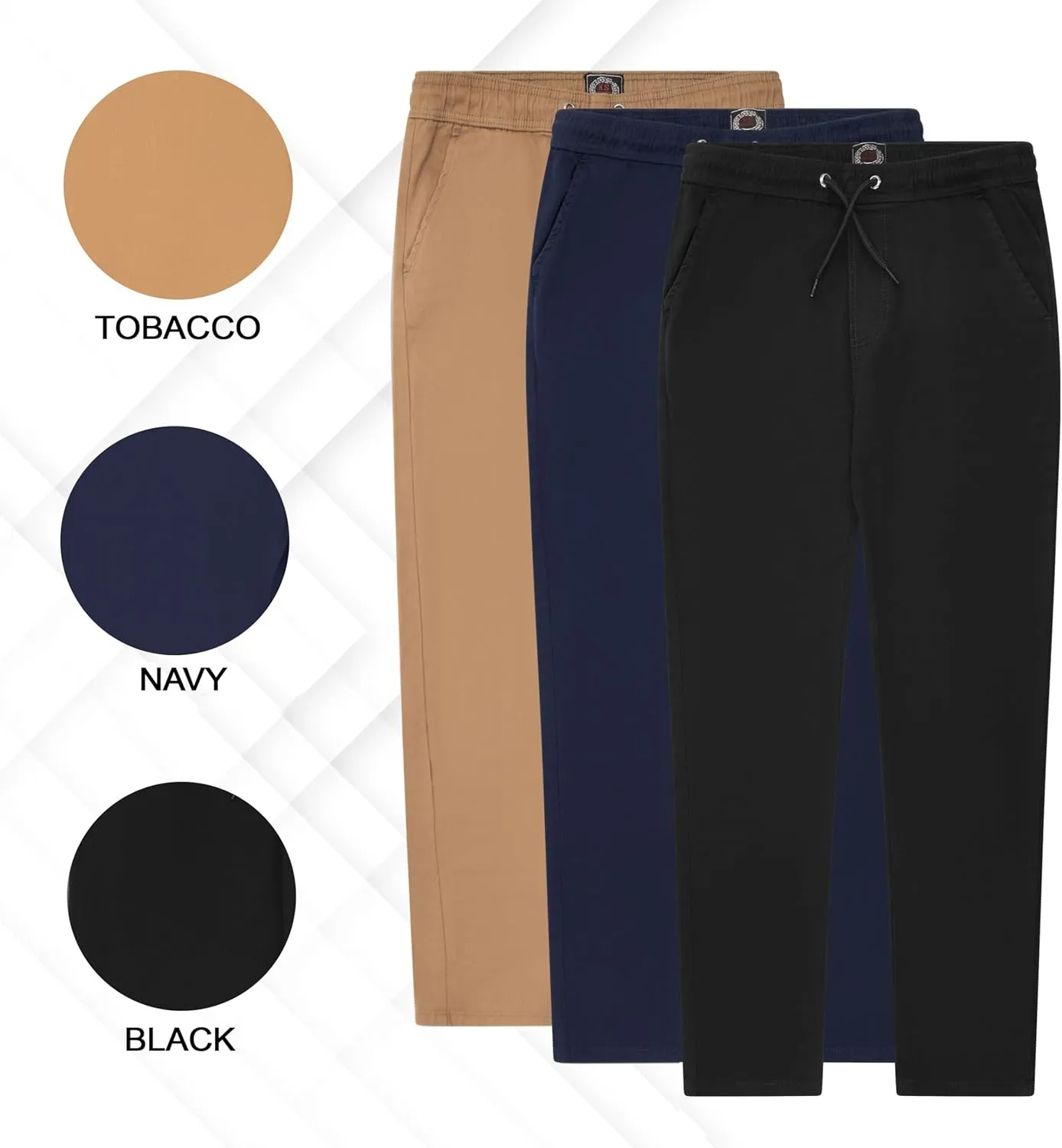 XS Apparel Joggers for Men 3 Pack: Casual Slim Twill Mens Joggers with Pockets, Elastic Drawstring Mens Dress Pants (S-XL)