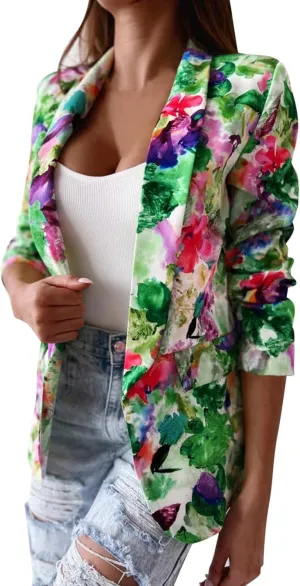 XUETON Womens Casual Blazers Oversized Long Sleeve Lightweight Open Front Pocketed Office Work Dressy Boyfriend Blazer Jacket