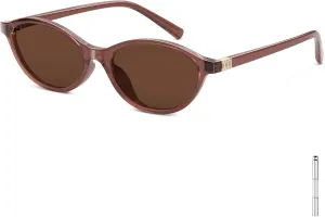 Y2K Oval Sunglasses for Women Retro Cat Eye Vintage Narrow Frame Trendy Rave Festival Sunnies