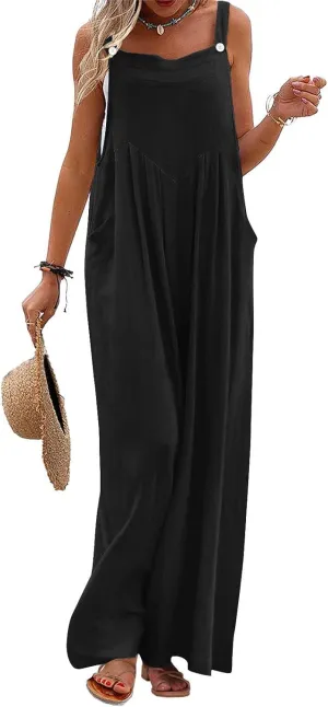 YRAETENM Overalls for Women Summer Boho Casual Wide Leg Jumpsuits Loose Floral Print Baggy Rompers Beach Outfits with Pockets
