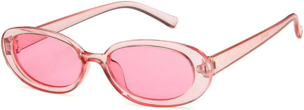 ZIFENGXUAN-Pink Retro Sunglasses Oval Sunglasses Women Retro Vintage Ladies Cat Eye Pink Cycling Sun Glasses UV400