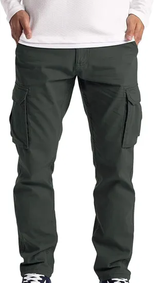 ZYXTIM Men's Stylish Cozy Ripstop Cargo Pants Multi-Pocket Outdoor Hiking Camping Military Combat Tactical Fatigue Pants